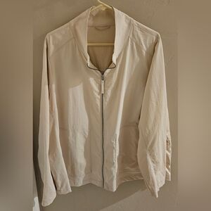 LIVI by Lane Bryant Women's Jacket Full Zip Pockets Lightweight Cream/Ivory 4X